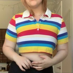 Stripped collard crop top